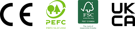 CE, PEFC, FSC, UKCA